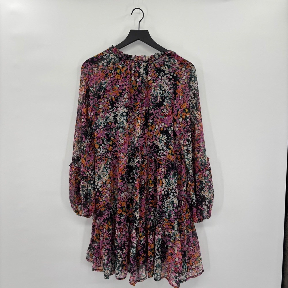 Vince Camuto Floral Tiered Dress Small‎ Ruffle Neck Long Sleeve Boho Cottagecore - Picture 2 of 15